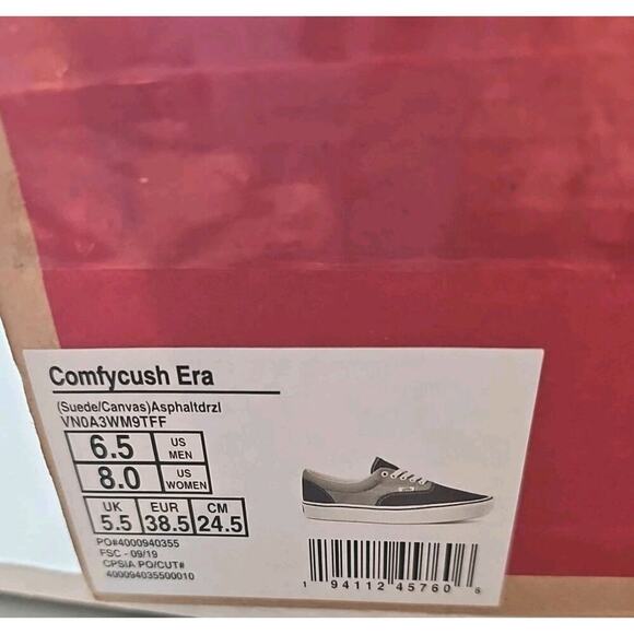 Vans~Woman 8 Mens 6.5~ComfyCush Era Suede/Canvas Asphaltdrzl Black/Gray Sneakers main image 15